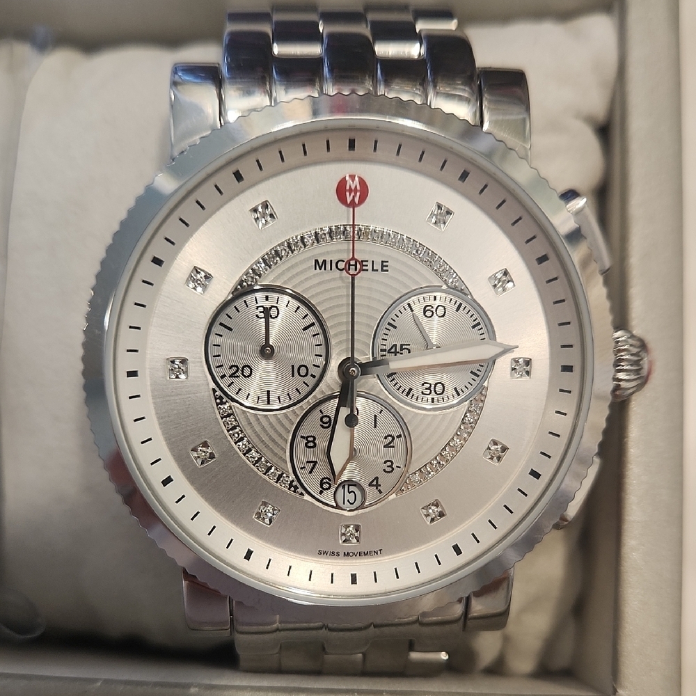 Michele Silver Chronograph Watch